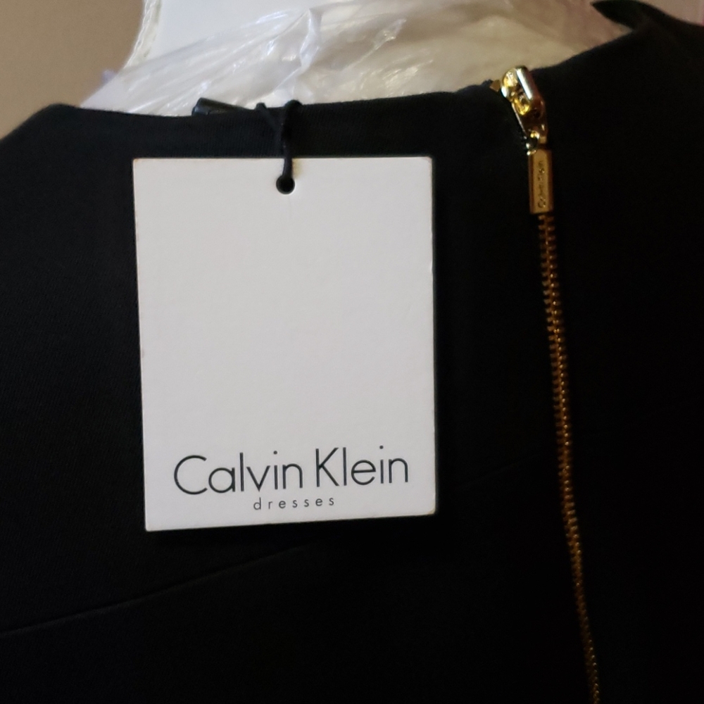 Calvin Klein  b7c blk/wht/ citron Dress Size 14 - Picture 4 of 16
